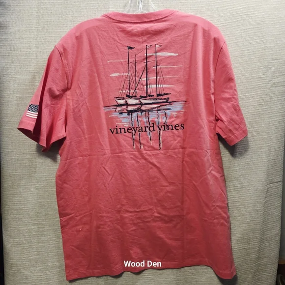 Vineyard Vines Men's Large sailboat coral  Short Sleeve Tee - Picture 7 of 8